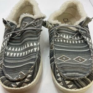 Hey Dude Wen Boho Stripe Gray sz8
